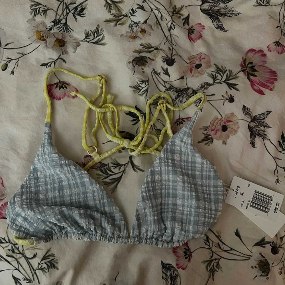 NWT L space  Lennox Bikini Bottom  and Brittany Bikini Top— Powder Blue Gingham